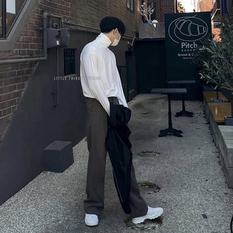 最後現貨出清價 內文實拍 黑白design Korea 堆堆領高領上衣 長袖 內搭 男-細節圖4