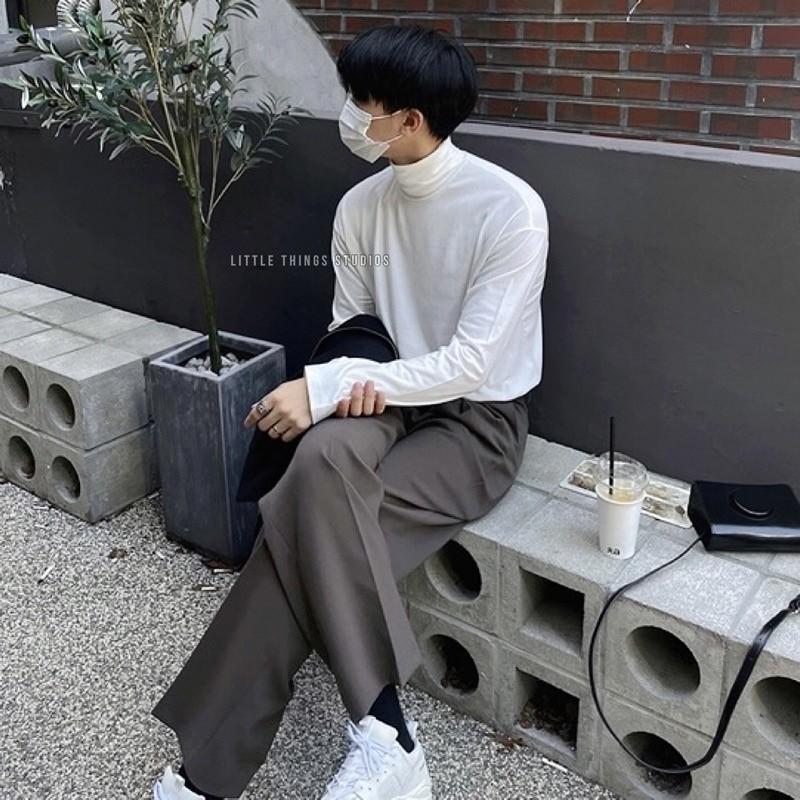 最後現貨出清價 內文實拍 黑白design Korea 堆堆領高領上衣 長袖 內搭 男-細節圖5