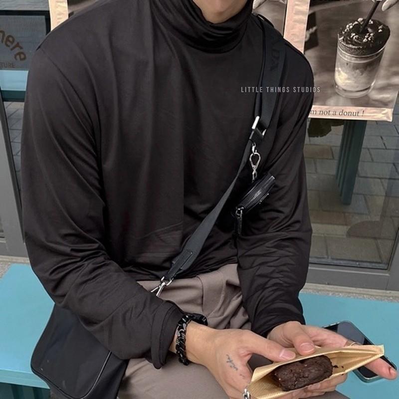 最後現貨出清價 內文實拍 黑白design Korea 堆堆領高領上衣 長袖 內搭 男-細節圖6