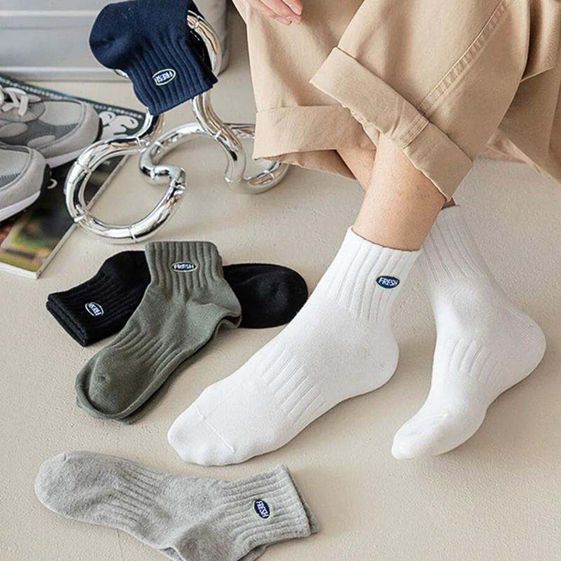 現貨 5色 FRESH 運動 男襪 純棉 吸汗 字母 標誌 短襪-細節圖2