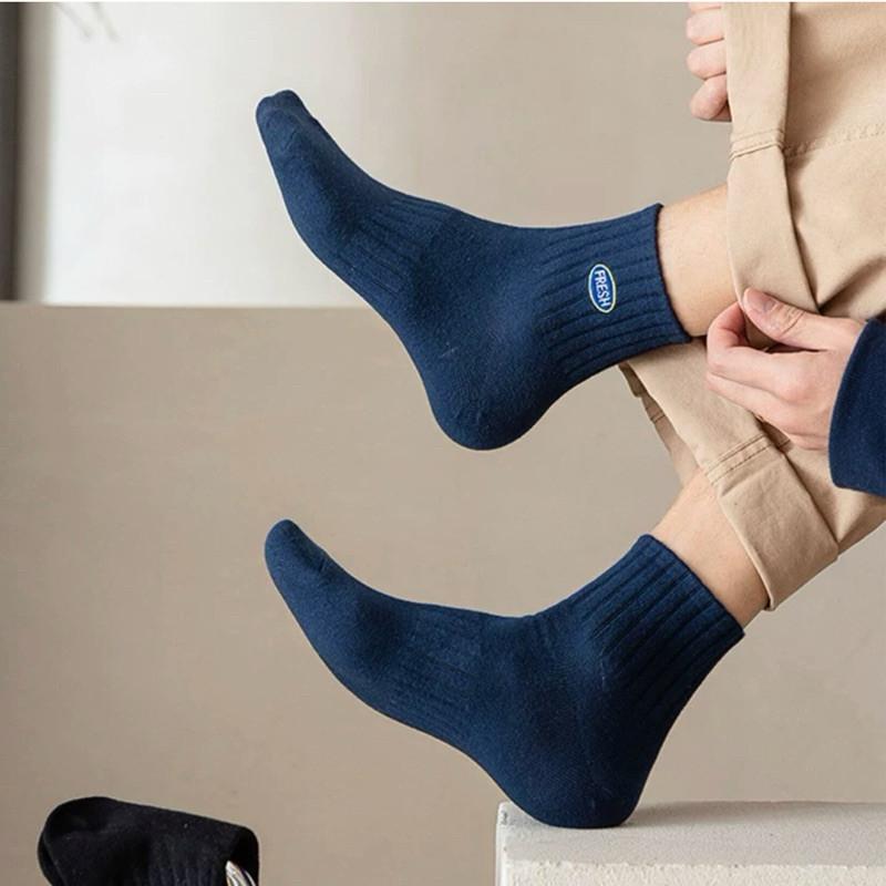 現貨 5色 FRESH 運動 男襪 純棉 吸汗 字母 標誌 短襪-細節圖3