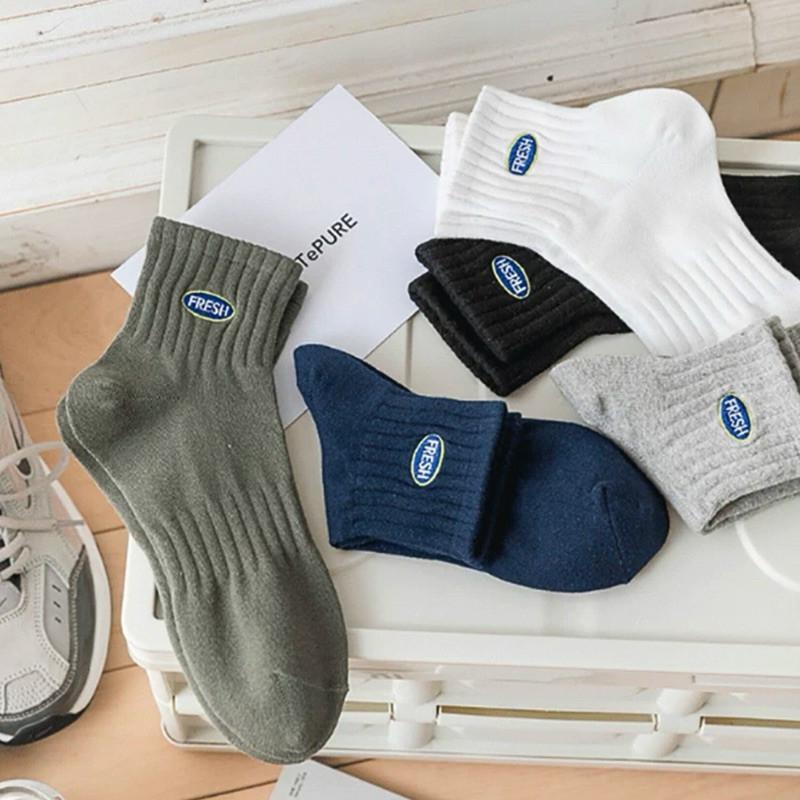 現貨 5色 FRESH 運動 男襪 純棉 吸汗 字母 標誌 短襪-細節圖4