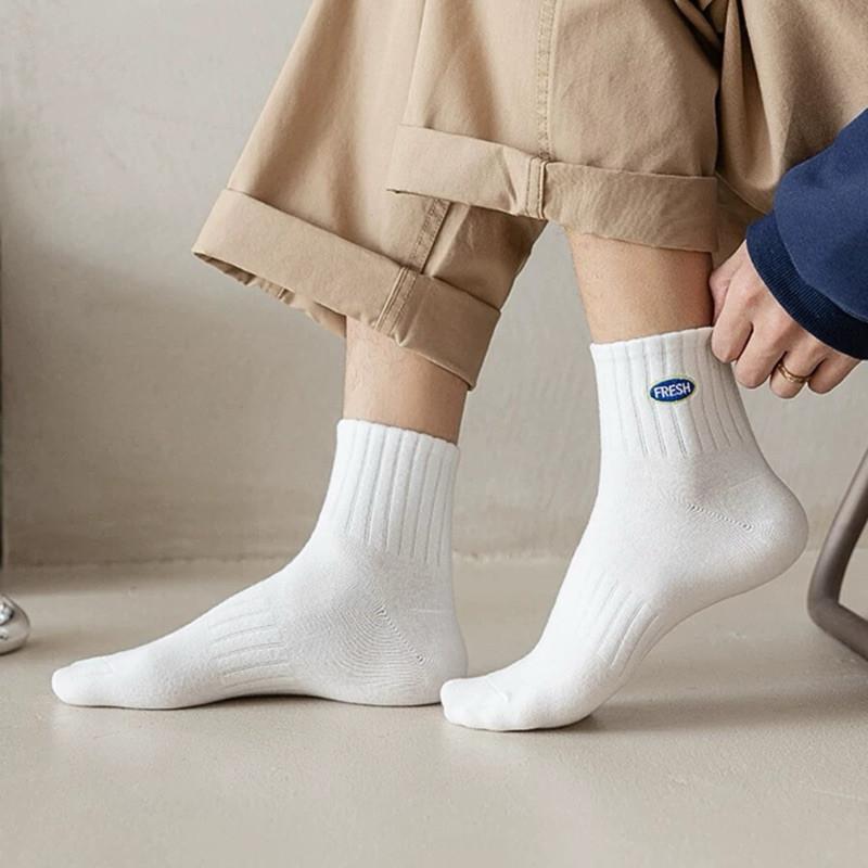 現貨 5色 FRESH 運動 男襪 純棉 吸汗 字母 標誌 短襪-細節圖5