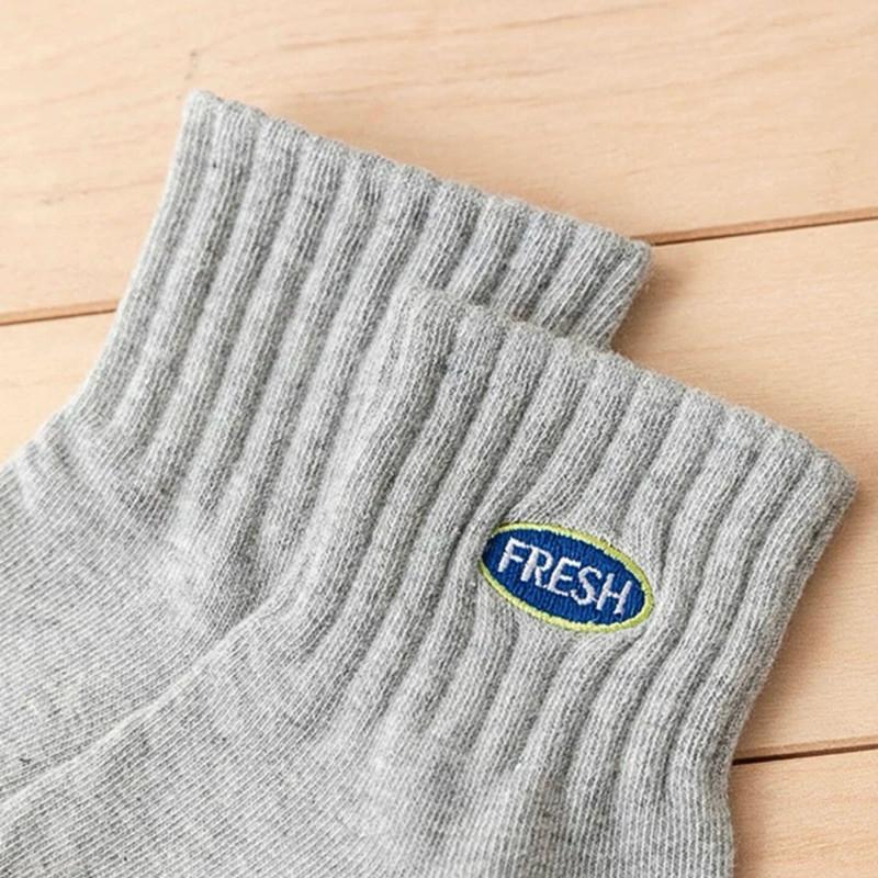 現貨 5色 FRESH 運動 男襪 純棉 吸汗 字母 標誌 短襪-細節圖6