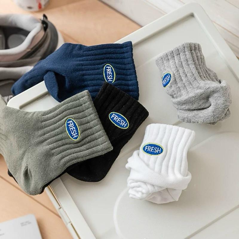 現貨 5色 FRESH 運動 男襪 純棉 吸汗 字母 標誌 短襪-細節圖7