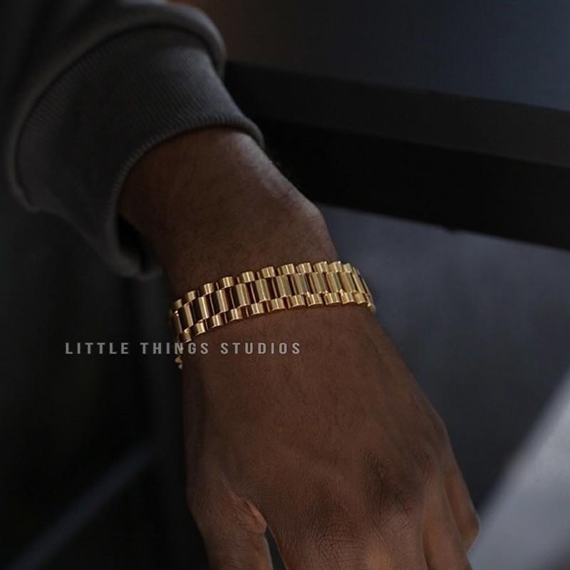 現貨 金 鈦鋼錶帶手鏈 錶鏈 手鍊 可調 手環 寬鏈-細節圖2