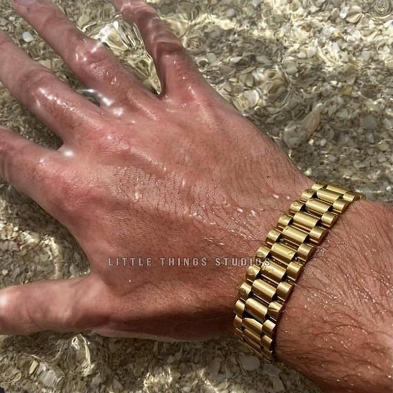 現貨 金 鈦鋼錶帶手鏈 錶鏈 手鍊 可調 手環 寬鏈-細節圖6