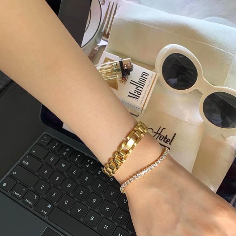 現貨 金 鈦鋼錶帶手鏈 錶鏈 手鍊 可調 手環 寬鏈-細節圖8