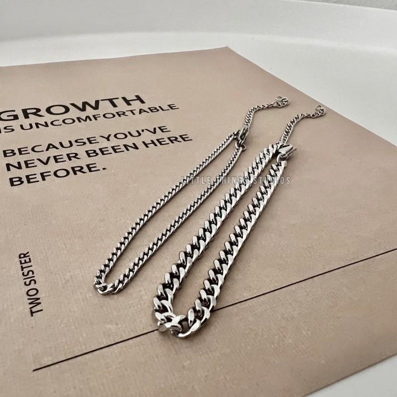 現貨 實拍 鈦鋼側磨手鍊 細鍊 銀色 男 女-細節圖7