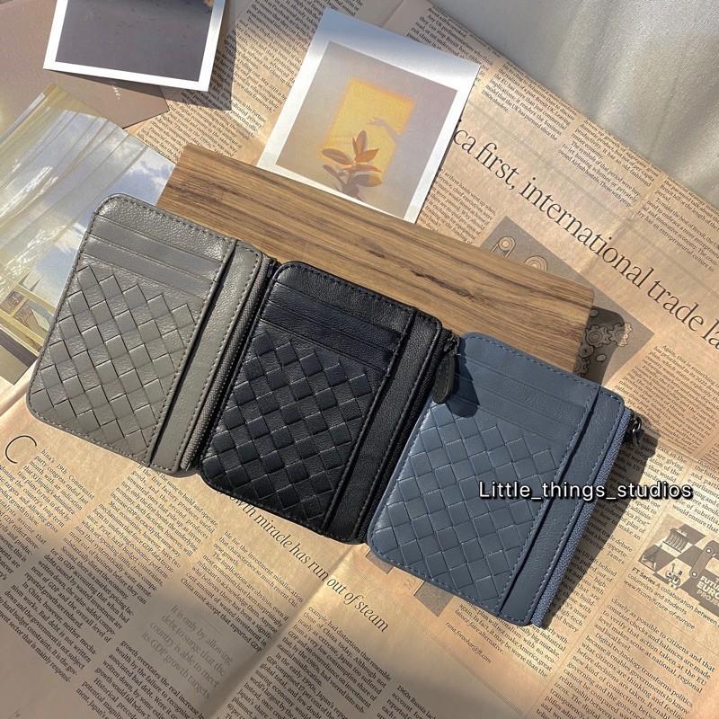 現貨 實拍 4色 小羊皮 小短夾 編織 卡夾 零錢包 真皮 男 女 小羊皮 BV-細節圖2