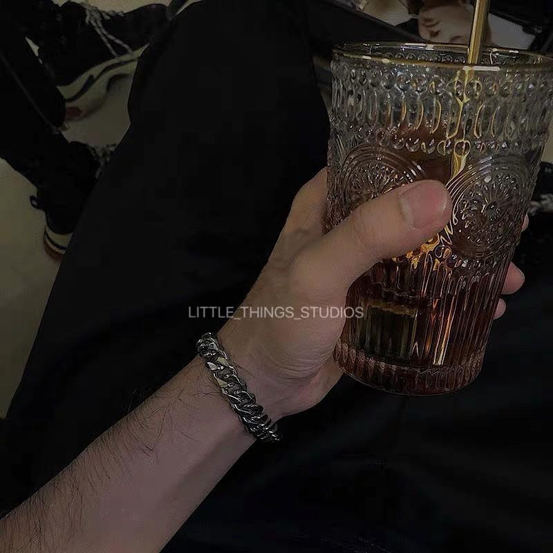 現貨 實拍 基礎原色 銀色 百搭 基本款 鈦鋼 麻花 手鍊 粗鏈 男-細節圖2