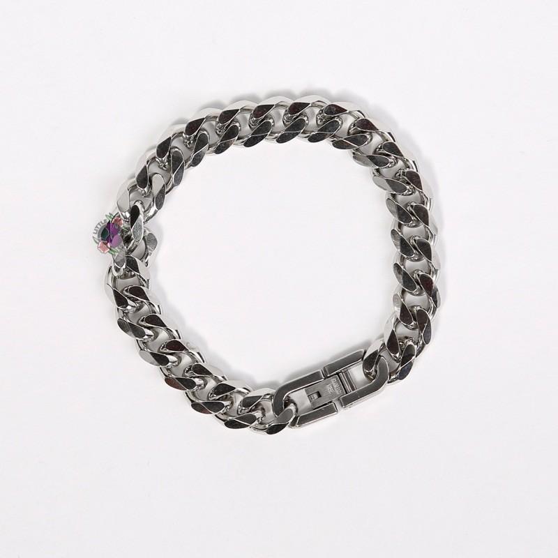 現貨 實拍 基礎原色 銀色 百搭 基本款 鈦鋼 麻花 手鍊 粗鏈 男-細節圖4