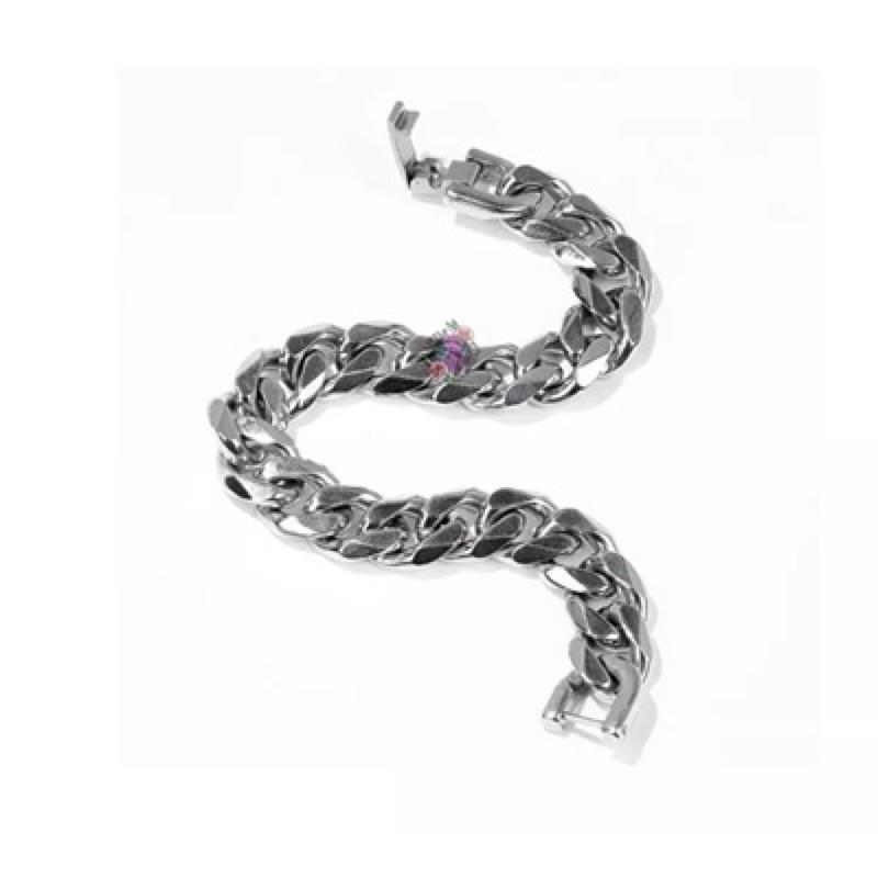 現貨 實拍 基礎原色 銀色 百搭 基本款 鈦鋼 麻花 手鍊 粗鏈 男-細節圖5