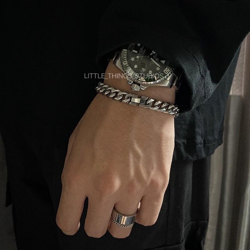 現貨 實拍 基礎原色 銀色 百搭 基本款 鈦鋼 麻花 手鍊 粗鏈 男-細節圖6