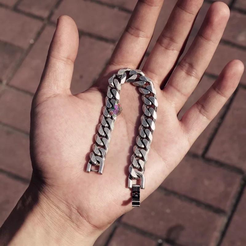 現貨 實拍 基礎原色 銀色 百搭 基本款 鈦鋼 麻花 手鍊 粗鏈 男-細節圖7