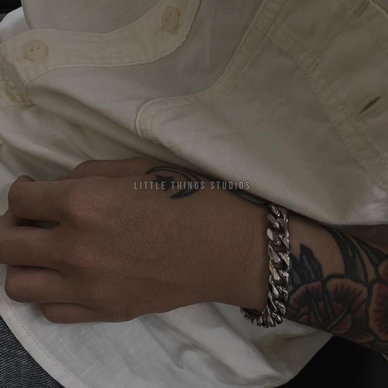 現貨 實拍 基礎原色 銀色 百搭 基本款 鈦鋼 麻花 手鍊 粗鏈 男-細節圖8