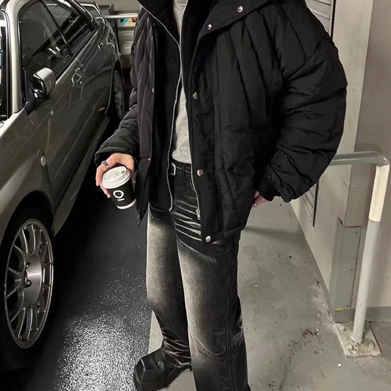 現貨 2色 空氣感 衍縫外套 設計款 寬肩外套 保暖外套 男 女 加長袖-細節圖4