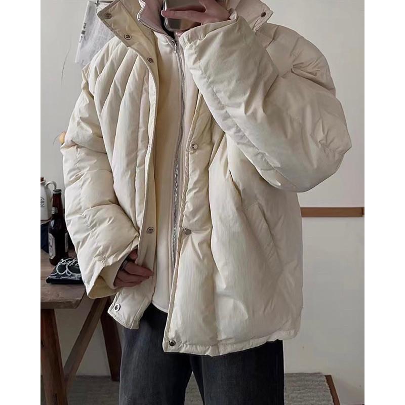 現貨 2色 空氣感 衍縫外套 設計款 寬肩外套 保暖外套 男 女 加長袖-細節圖8