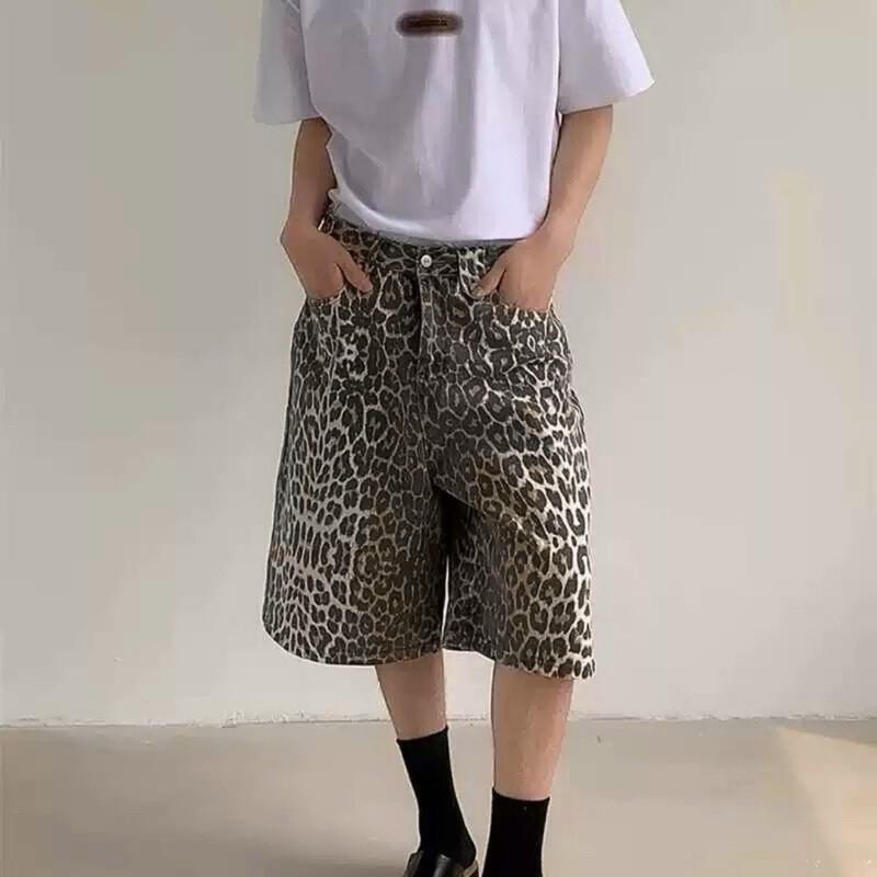 現貨 野性焦點 豹紋 寬鬆 五分褲 短褲 男-細節圖2