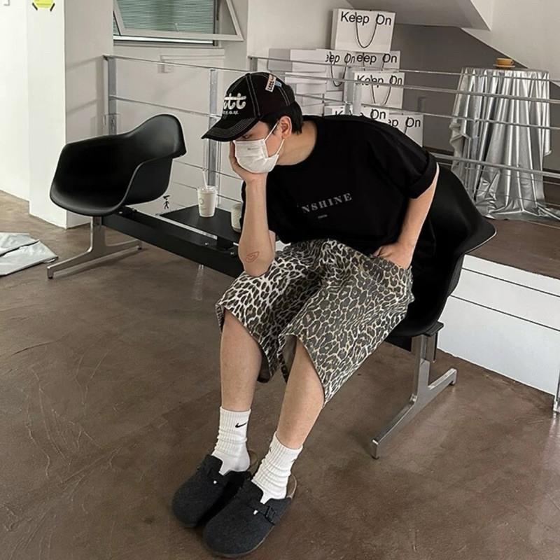 現貨 野性焦點 豹紋 寬鬆 五分褲 短褲 男-細節圖3