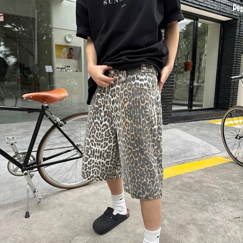 現貨 野性焦點 豹紋 寬鬆 五分褲 短褲 男-細節圖4