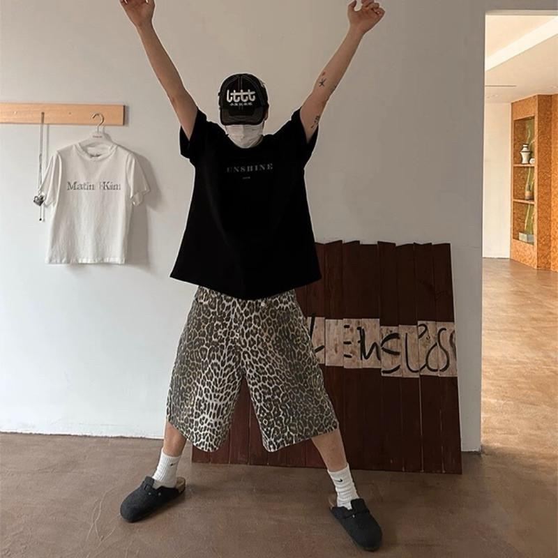 現貨 野性焦點 豹紋 寬鬆 五分褲 短褲 男-細節圖5