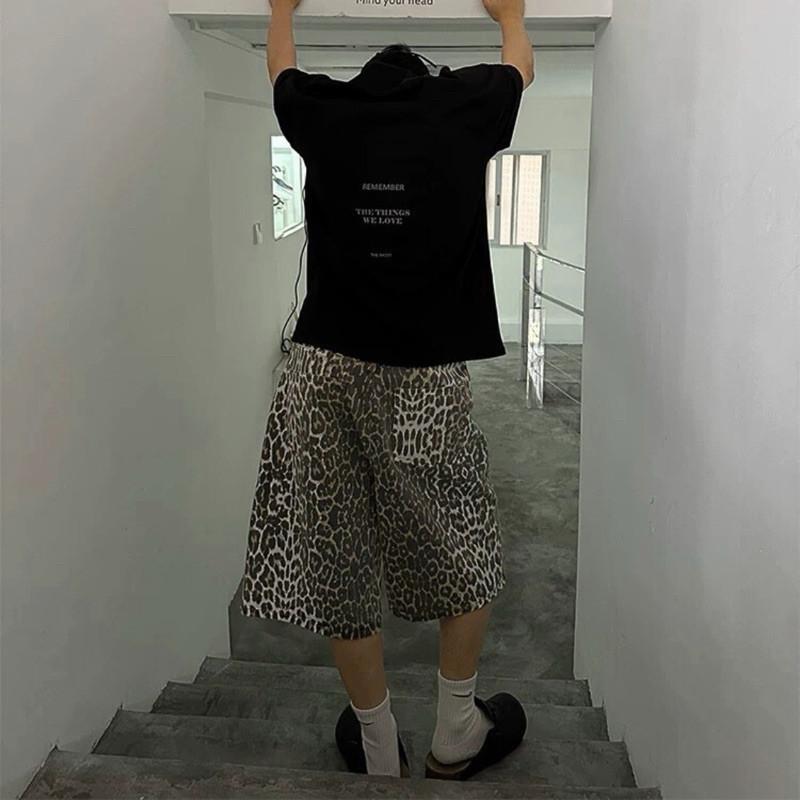 現貨 野性焦點 豹紋 寬鬆 五分褲 短褲 男-細節圖6