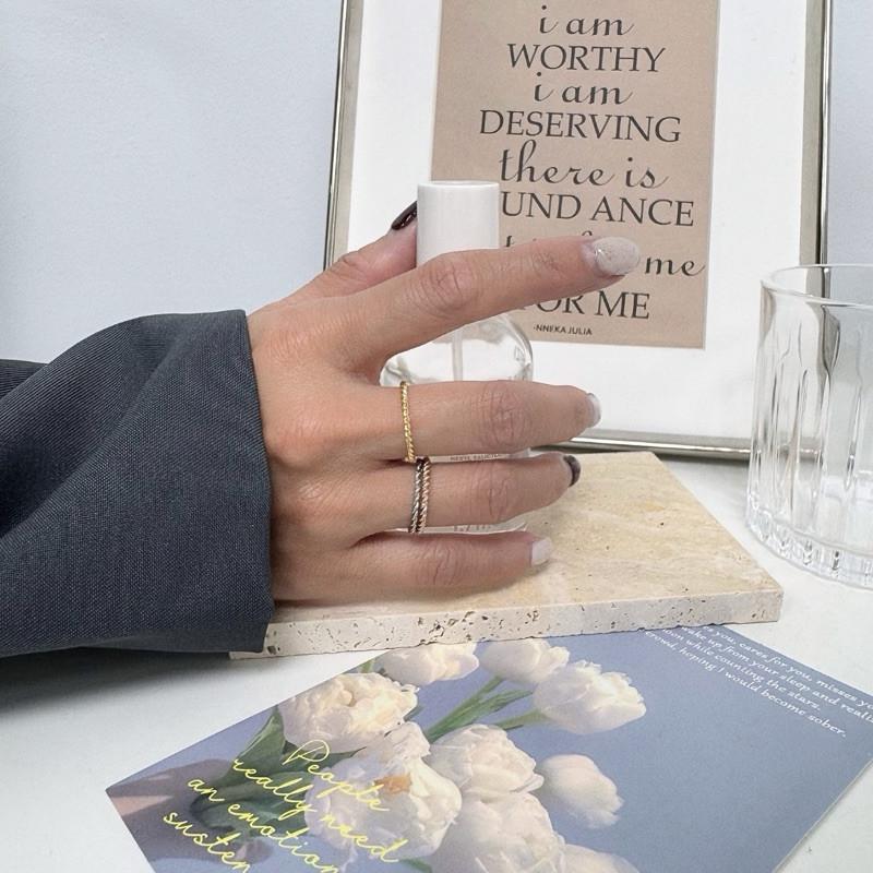 現貨 實拍 3色 細麻花 鈦鋼 戒指 細戒 尾戒 女 極簡 關節戒-細節圖3