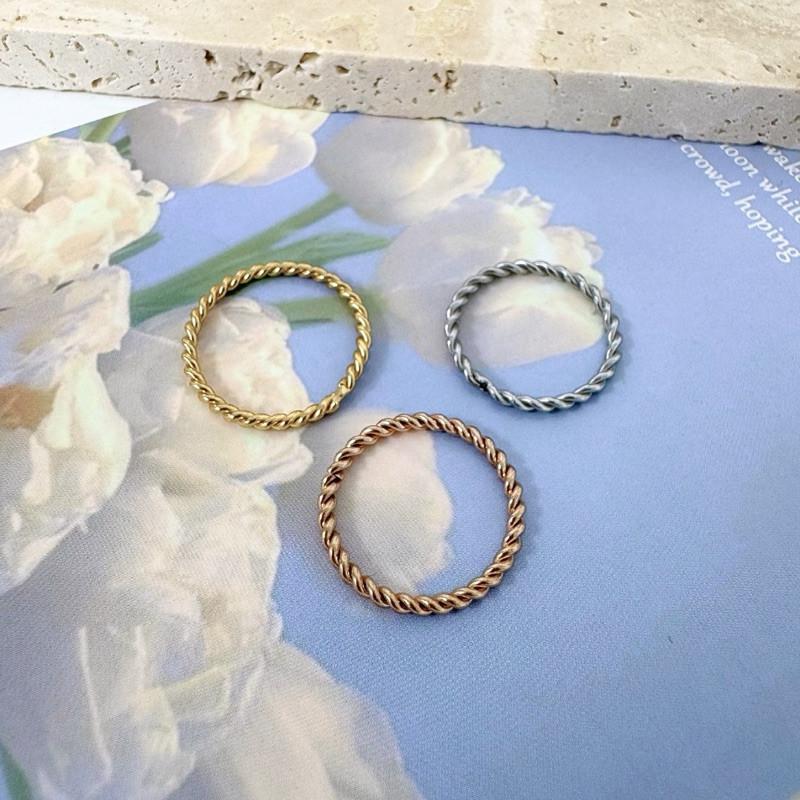 現貨 實拍 3色 細麻花 鈦鋼 戒指 細戒 尾戒 女 極簡 關節戒-細節圖5