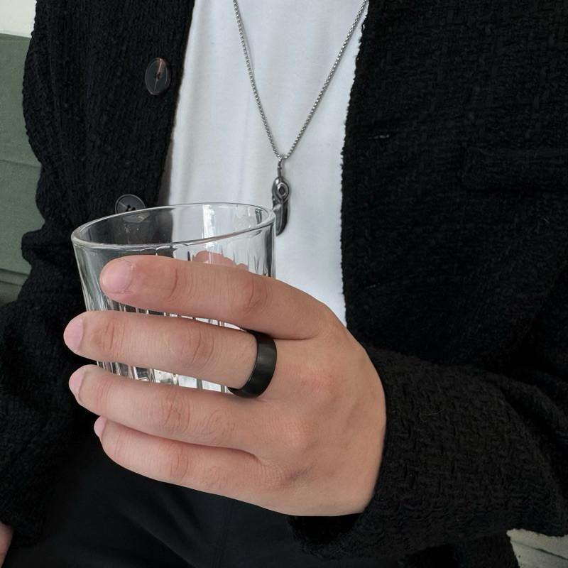 現貨 實拍 霧黑弧圈 鋼戒 鈦鋼戒指 男生戒指 黑色戒指 純鋼戒指 素戒 黑戒指 黑色飾品 不生鏽 寬戒 鋼戒-細節圖6