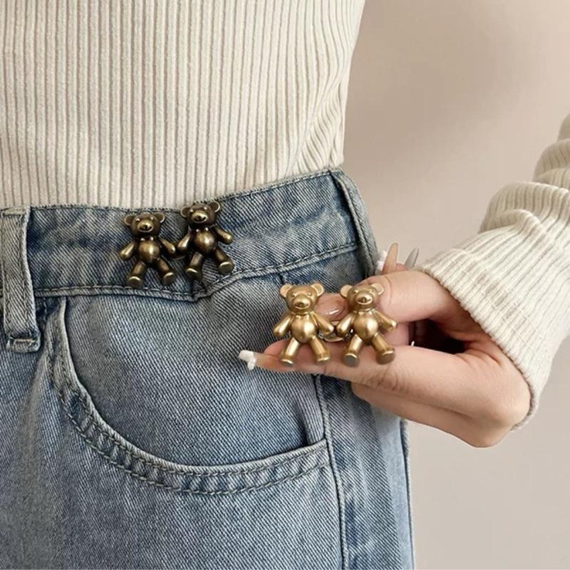 現貨 4色 小熊腰釦 收腰神器 可拆 免釘 免縫 調節釦 幸運草 牛仔褲 改腰 男 女-細節圖2