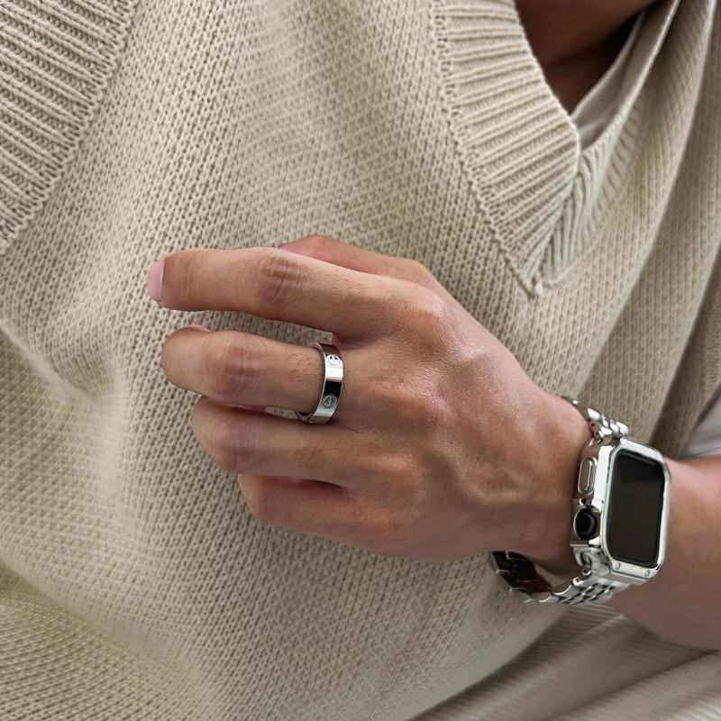 現貨 實拍 一字釘 簡約 寬戒 鈦鋼 戒指 高級 質感 品牌對戒-細節圖8