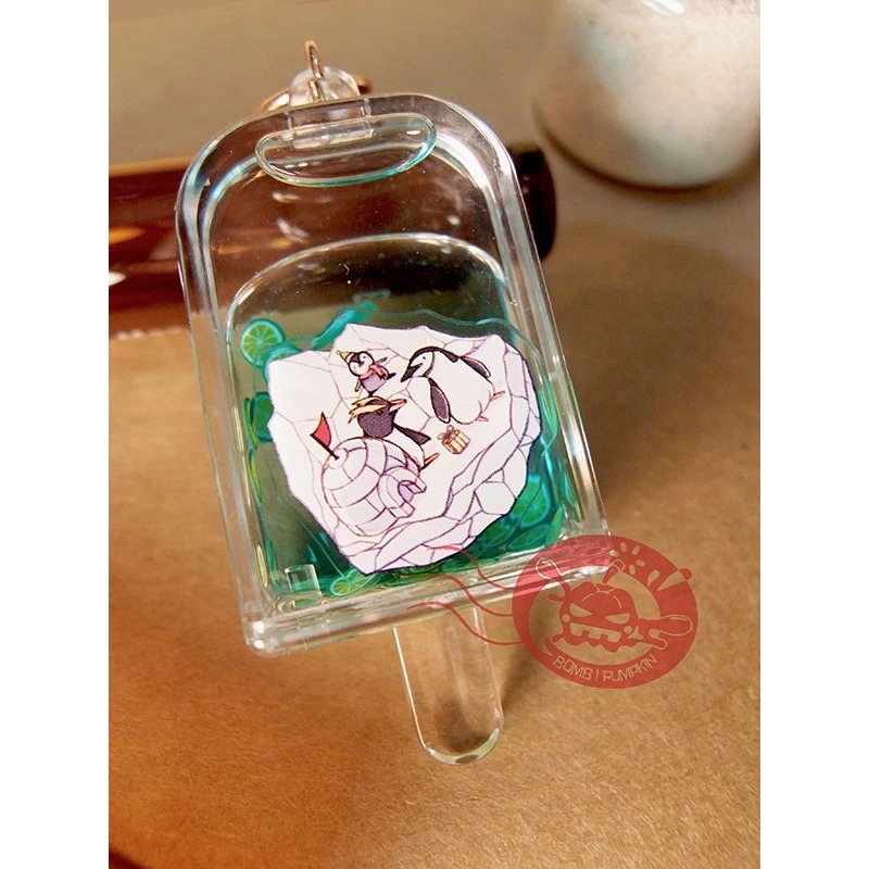 原創南北極小動物 || 北極熊與企鵝IN冰山 - 入油壓克力冰棒吊飾 ||【Bomb!Pumpkin】-細節圖4