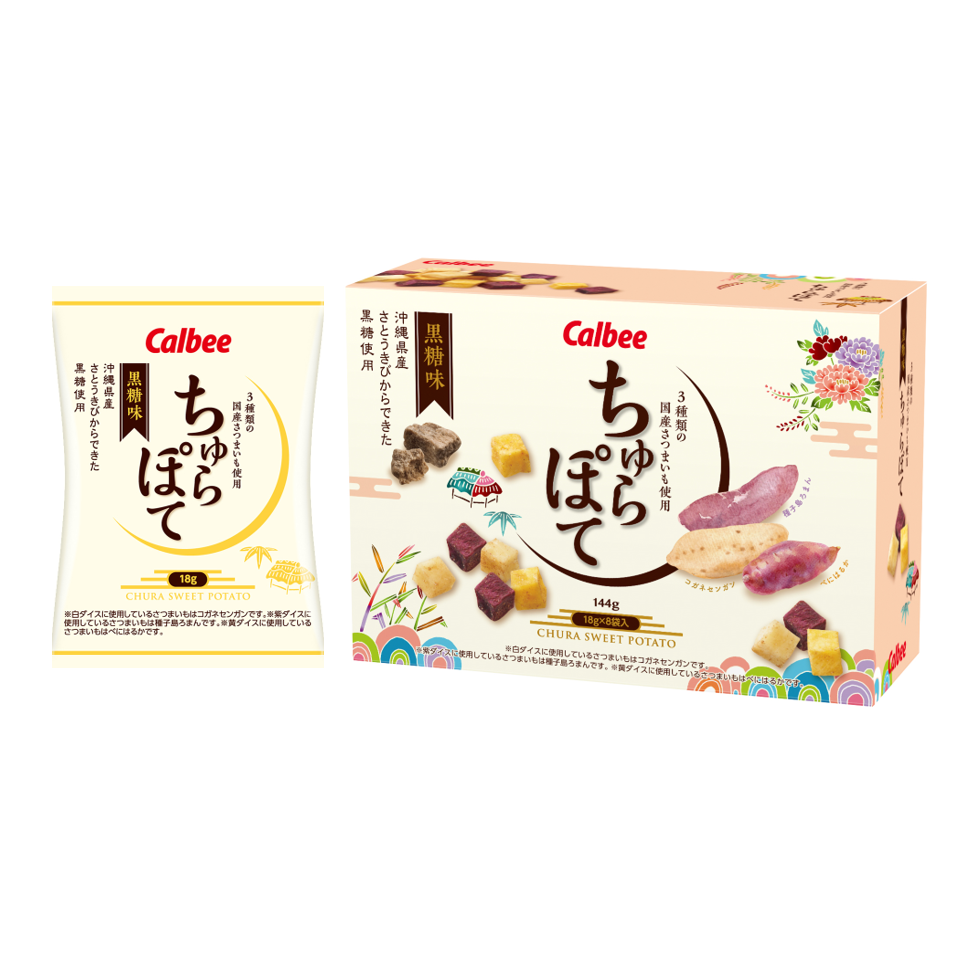 【DaiLu袋路】沖繩限定｜Calbee卡樂比｜海苔鹽味薯塊 / 黑糖三色地瓜青｜8入/盒｜鹹香唰嘴｜日本零食｜伴手禮-細節圖2
