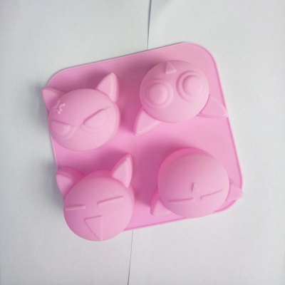 矽膠-4連 生氣貓手工皂模 布丁模 果凍模 巧克力模 黏土手工藝材料