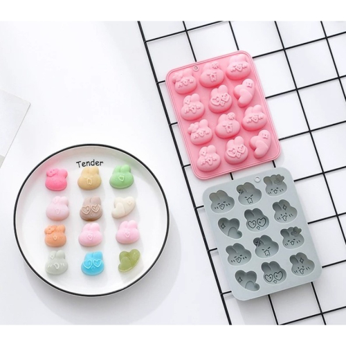 矽膠-小兔表情 手工皂模 布丁模 果凍模 巧克力模 黏土手工藝材料