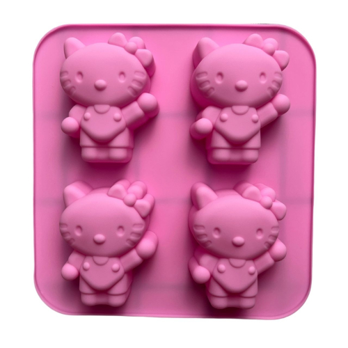 矽膠-4連 全身kitty 手工皂模 布丁模 果凍模 巧克力模 黏土手工藝材料