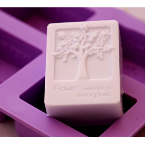 矽膠-4連方型樹木手工皂模 布丁模 果凍模 巧克力模 黏土手工藝材料