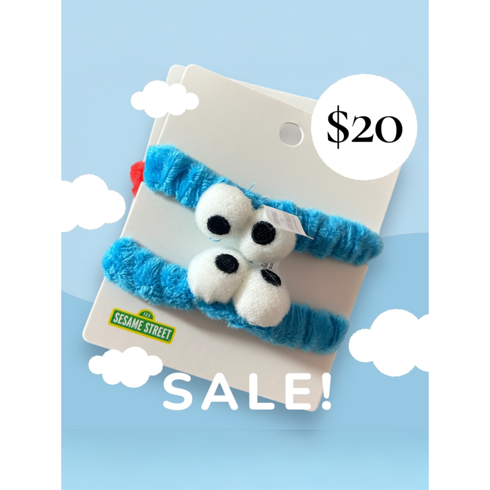 【蟬韻坊】可愛法飾 芝麻街 大眼睛 髮圈組合 髮束 綁頭髮-細節圖2