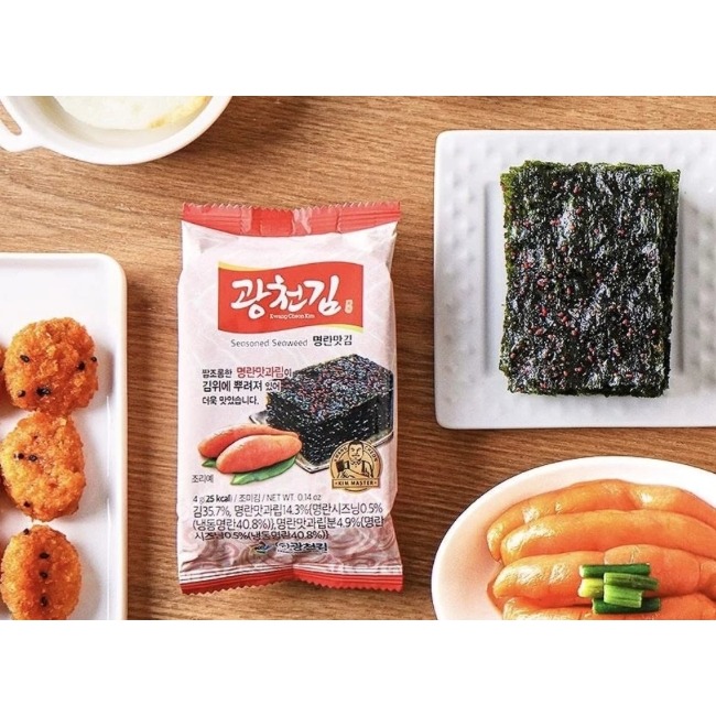 🐕現貨 韓國🇰🇷隨餐一包 廣川金明太子口味海苔一袋12包入-細節圖2