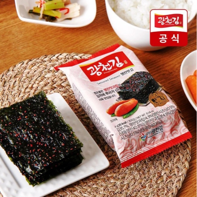 🐕現貨 韓國🇰🇷隨餐一包 廣川金明太子口味海苔一袋12包入-細節圖3