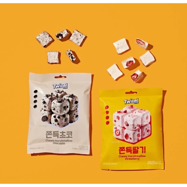 現貨 韓國🇰🇷TWIZEL棉花糖軟糖80g 草莓 巧克力 棉花糖-細節圖3