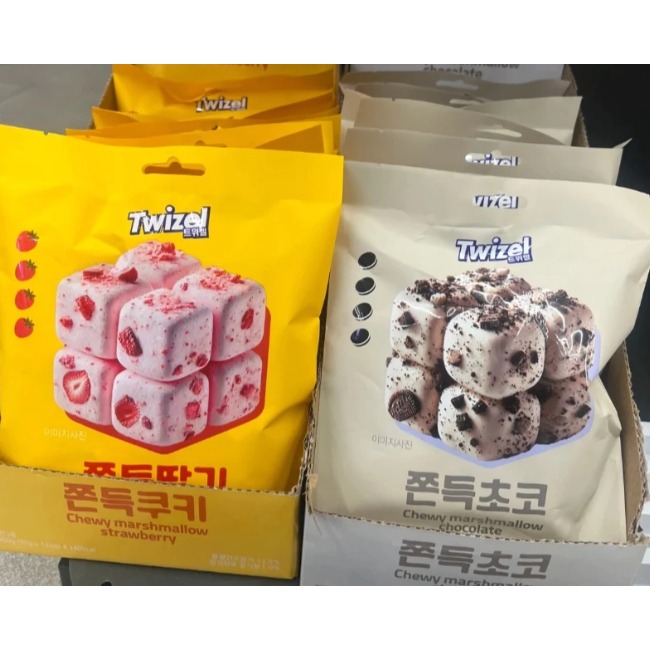 現貨 韓國🇰🇷TWIZEL棉花糖軟糖80g 草莓 巧克力 棉花糖-細節圖4