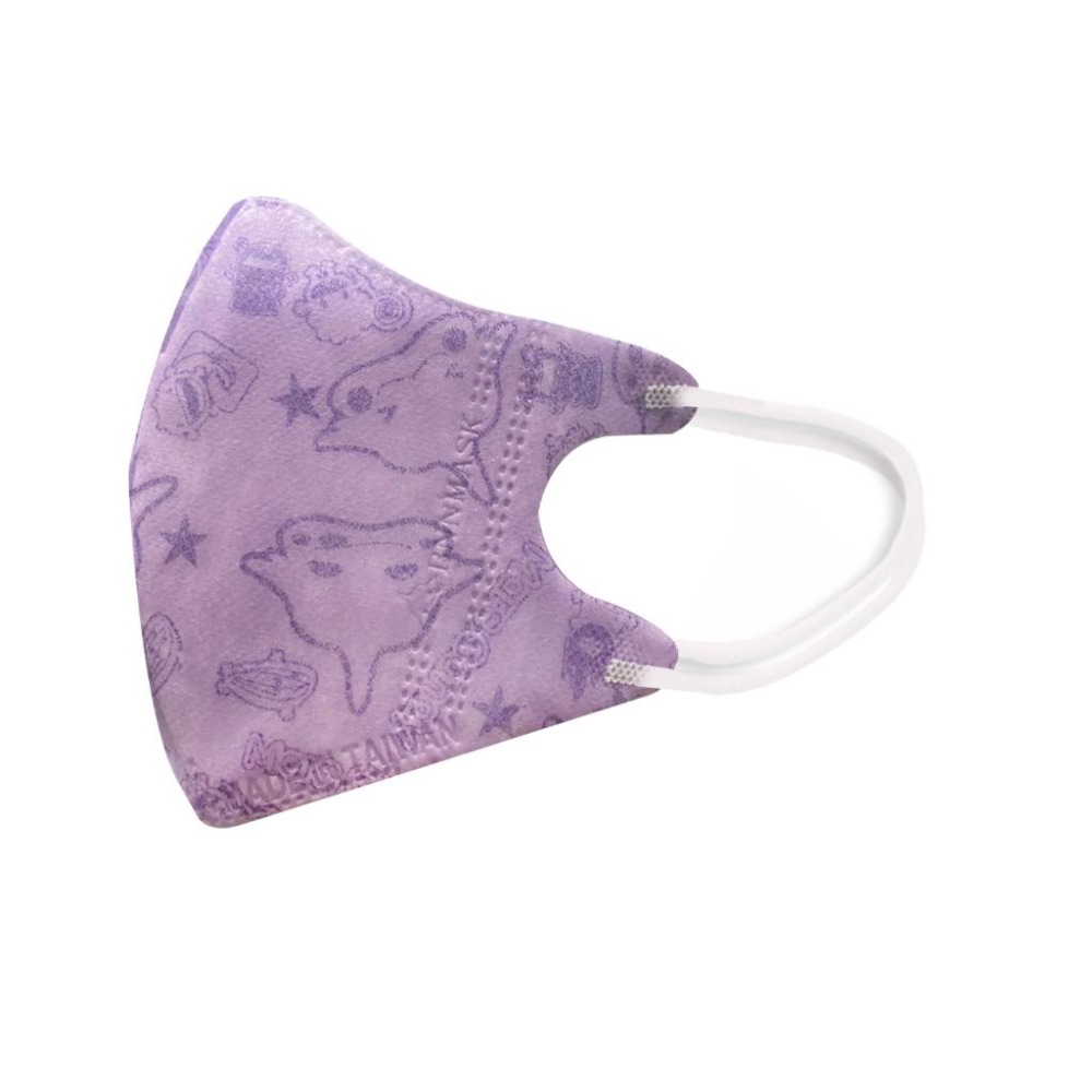 【BNN 3D立體兒童醫用口罩】醫療口罩 醫用 3D 立體口罩 兒童 台灣製造 鼻恩恩 VM 火星寶寶紫 耳繩 無壓條-細節圖2