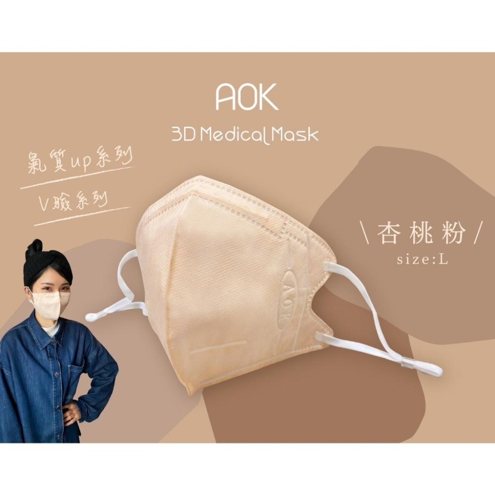 【AOK飛速 3D立體親子醫用口罩】醫療口罩 醫用 立體口罩 成人 台灣製造 3D MIT 調節扣 杏桃粉 灰 藍 紫-細節圖3