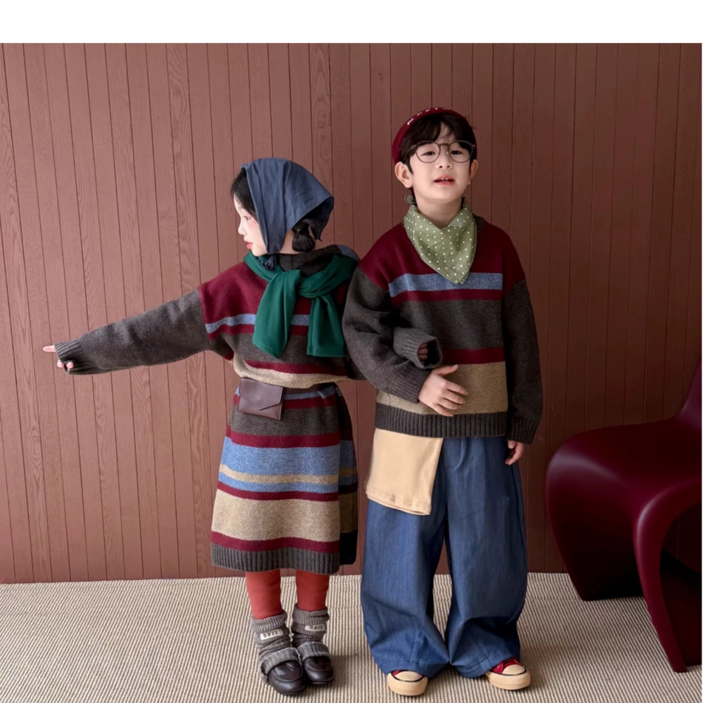 兄弟姐妹裝-紅柴條紋毛衣-細節圖2