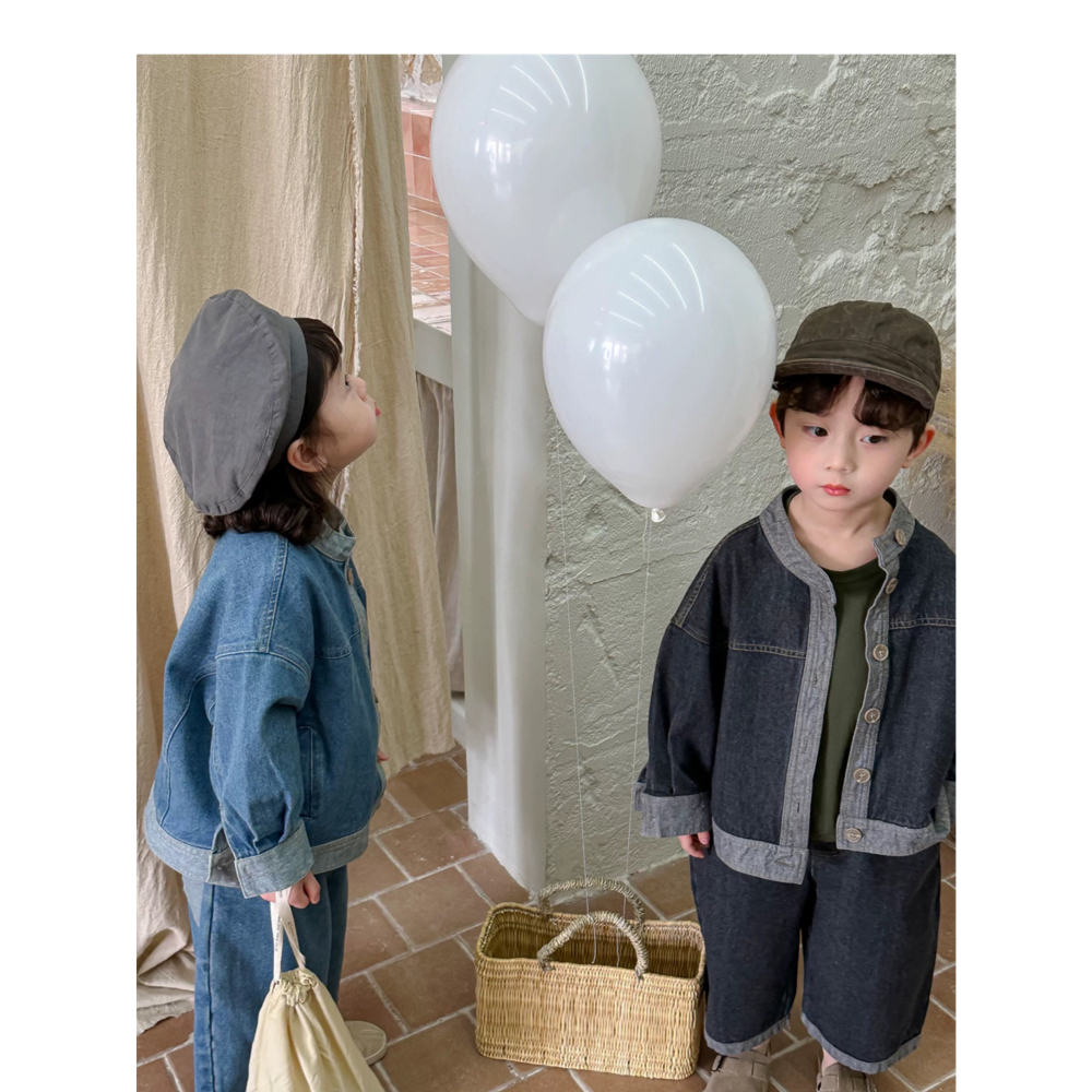 兄弟姐妹裝-邊條感牛仔套裝-細節圖2