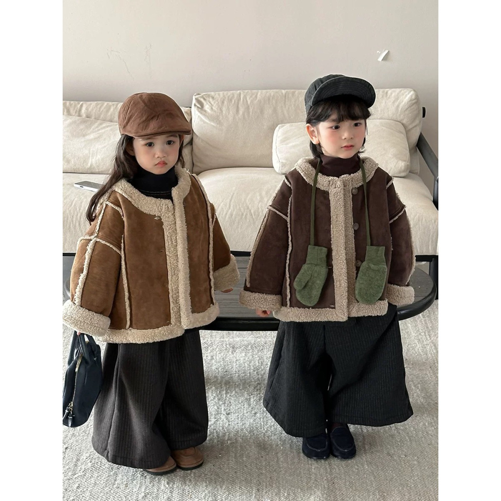 兄弟姐妹裝-羊羔毛麂皮外套-細節圖4