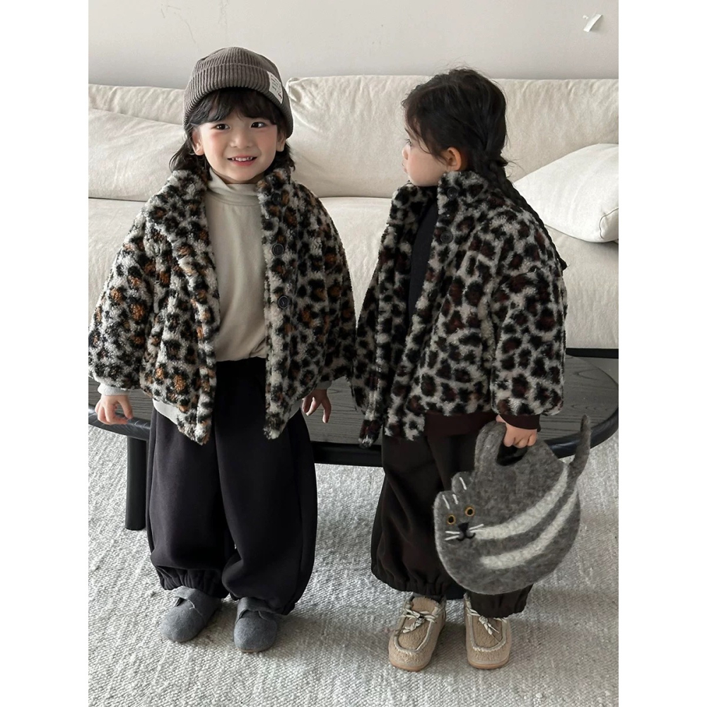 兄弟姐妹裝-豹紋Q毛外套-細節圖3