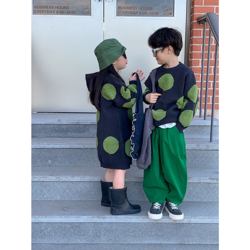 兄弟姐妹裝-波點針織洋裝.上衣-細節圖2